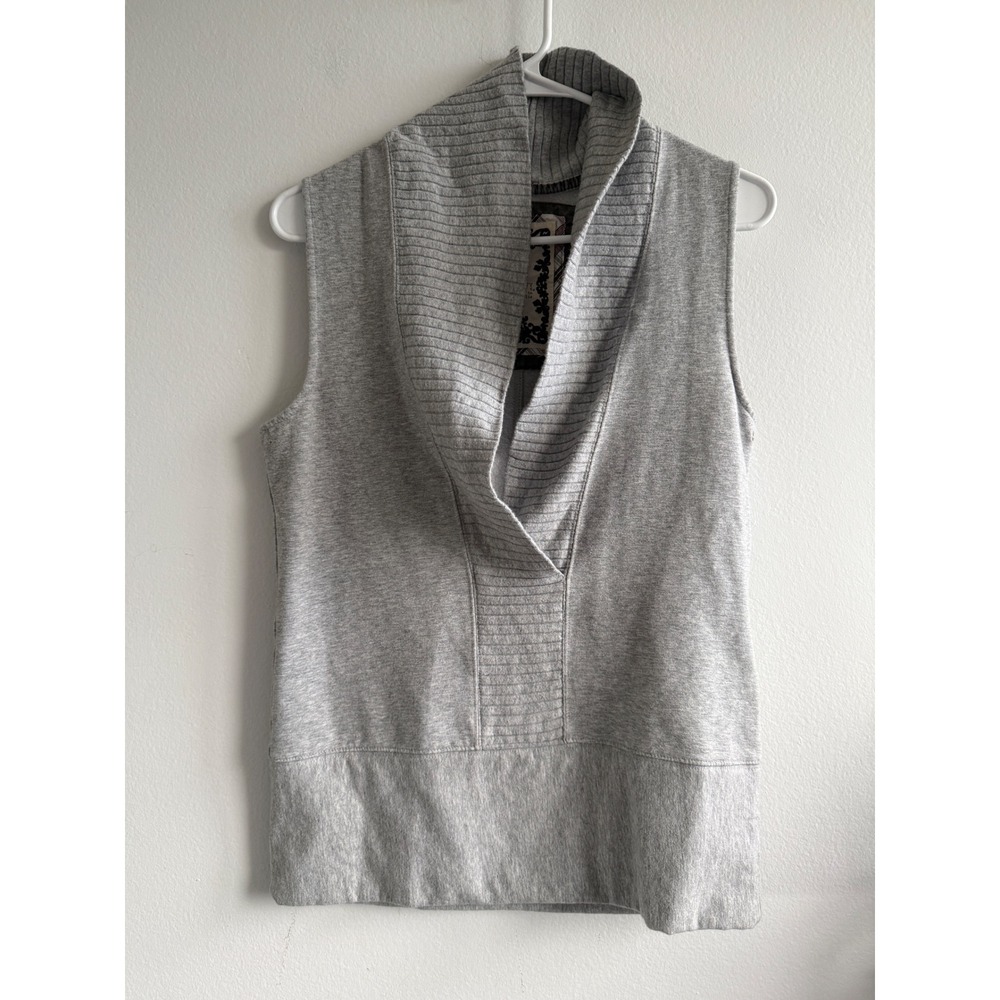 Y2K Old Navy Womens Heather Gray Shawl Collar Sleeveless‎ Sweatshirt Vest Small
